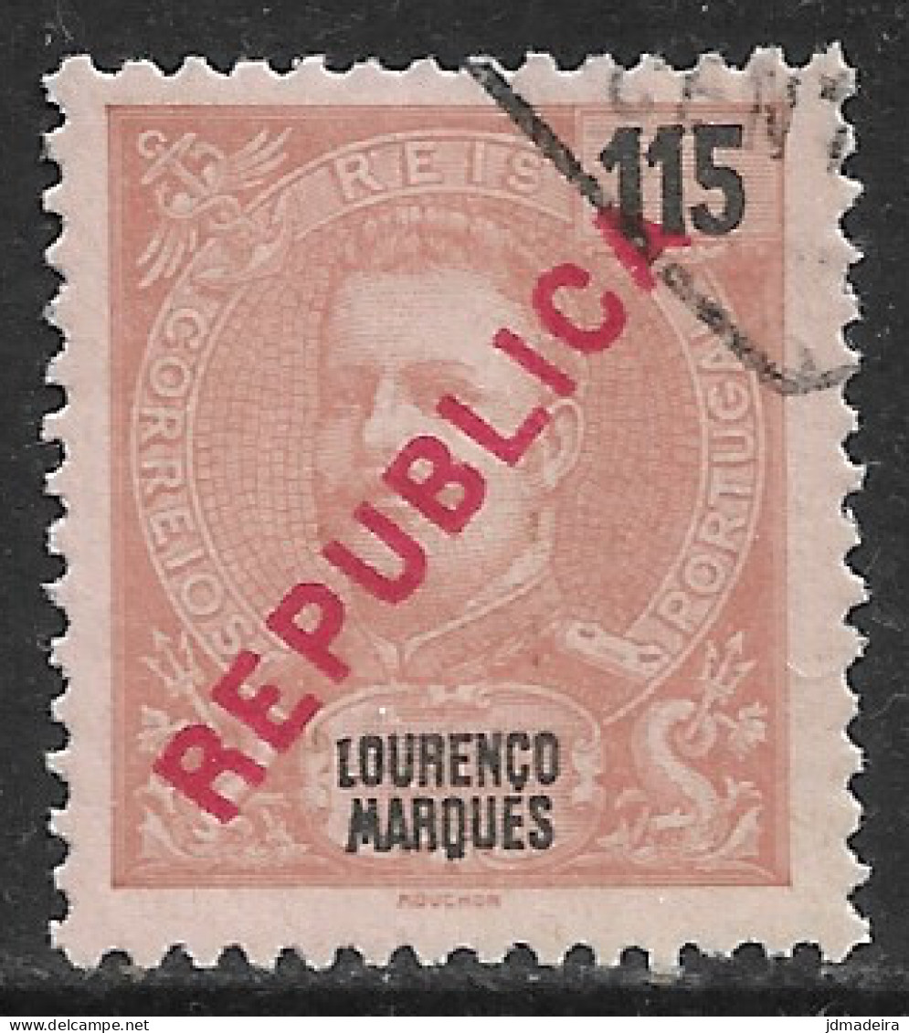 Lourenço Marques – 1917 King Carlos Local Overprint REPUBLICA 115 Réis Used Stamp - Lourenco Marques