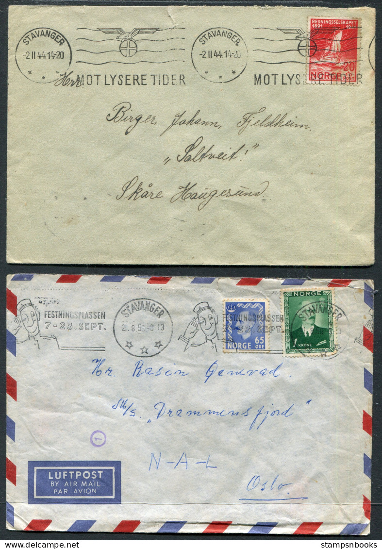1944 - 1956 Norway X 4 Stavanger Machine Cancel Covers  - Covers & Documents