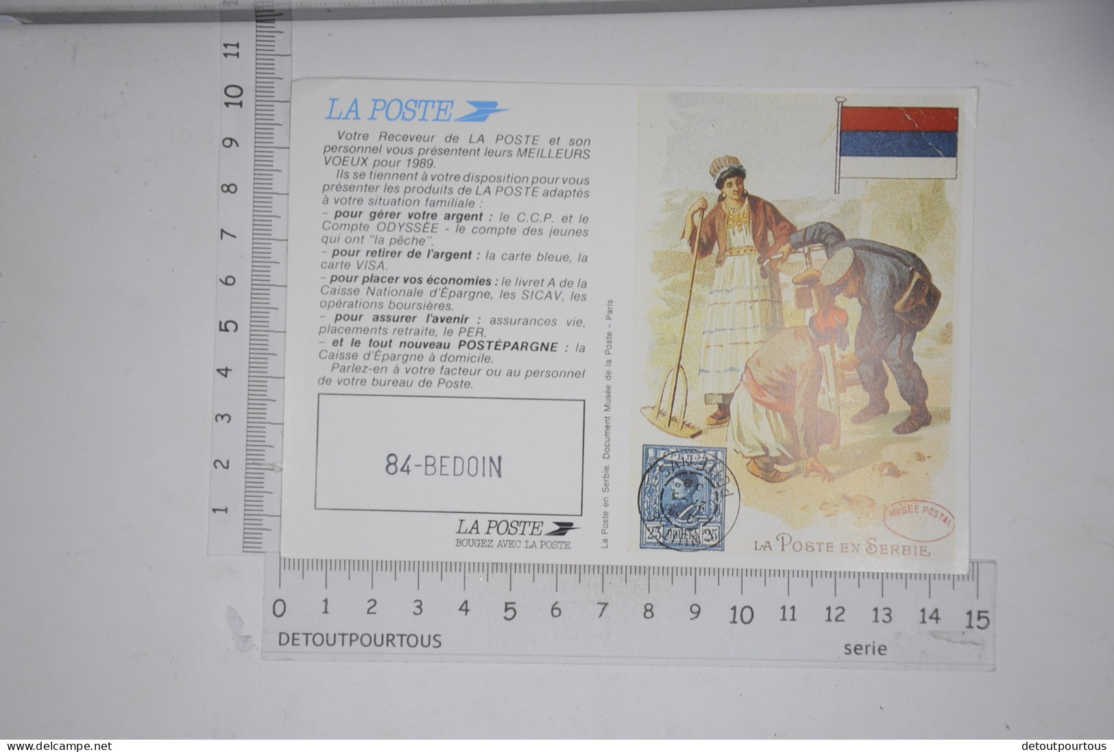 Mini Calendrier 1989 LA POSTE / Illustration Poste En Serbie Facteur - Tamaño Pequeño : 1981-90