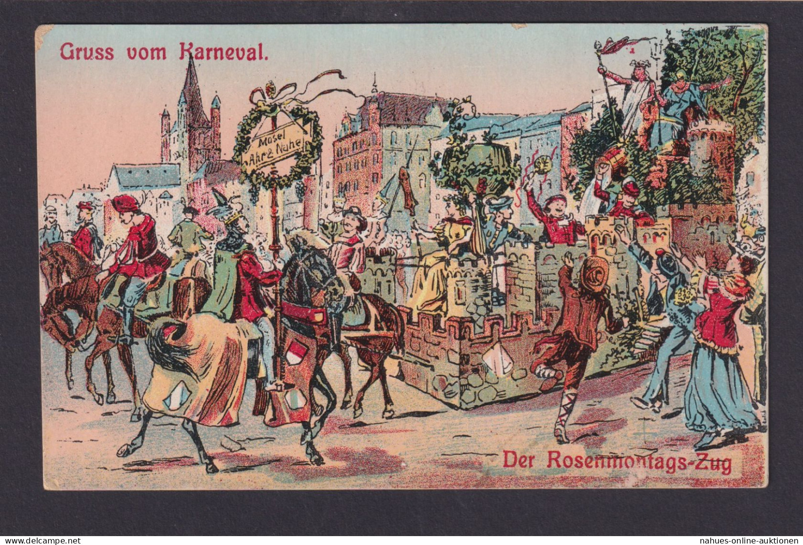 Litho Ansichtskarte Handcoloriert Karneval Rosenmontagszug Verlag H. Worrimngen - Carnavales