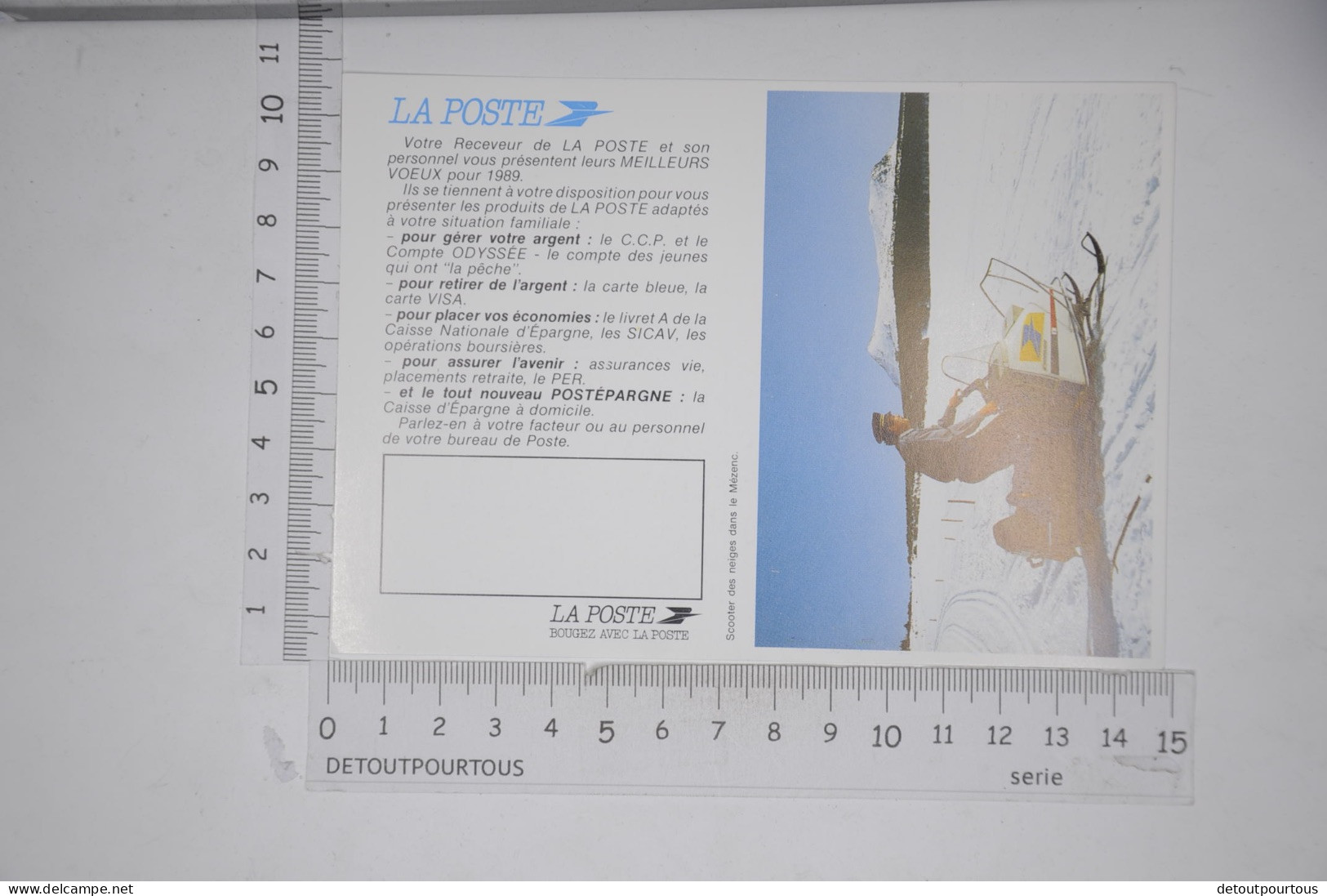 Mini Calendrier 1989 LA POSTE  / Illustration : Facteur En Scooter Des Neiges Dans Le Mezenc - Small : 1981-90