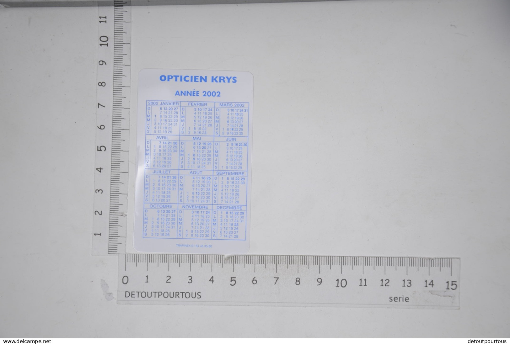 Lot De 3 Calendriers Mini Calendrier Plastifié Format Carte De Visite1992 1993 2002 KRYS Opticien LEVAYER 84110 Vaison - Formato Piccolo : 1981-90