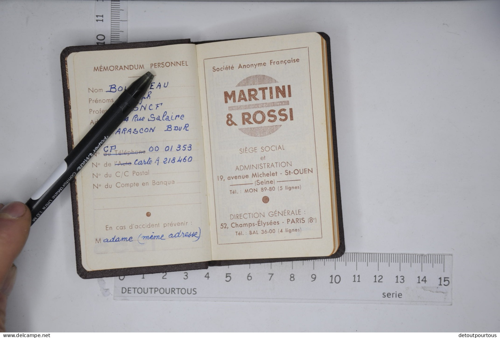 Agenda Calendrier 1955 MARTINI & ROSSI Alcool - Petit Format : 1941-60