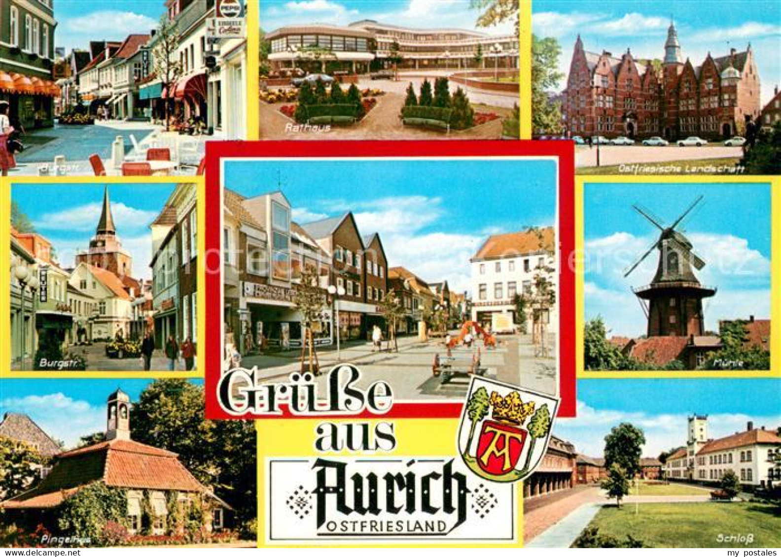 73619920 Aurich Ostfriesland Burgstr Rathaus Pingelhaus Muehle Schloss Marktplat - Aurich