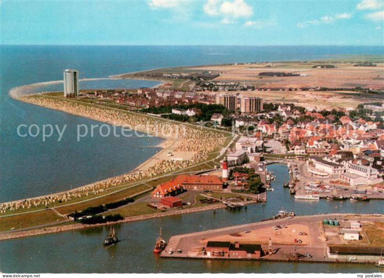 73618004 Buesum Nordseebad Hafen Mit Ort Und Strand Fliegeraufnahme Buesum Nords - Büsum