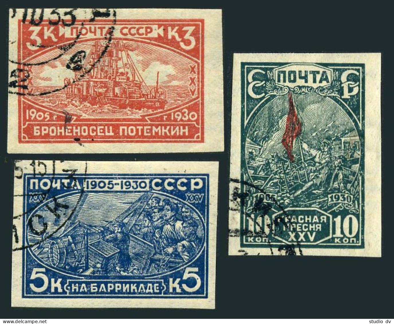 Russia 438-440,452-454 Used/CTO.Michel 394-396 A,B. Revolution Of 1905.Potemkin, - Usati