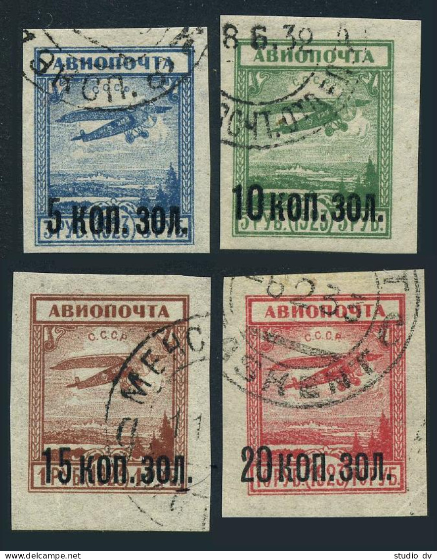 Russia C6-C9, CTO. Michel 267-270. Fokker F-111, Surcharged/new Value. 1924. - Used Stamps