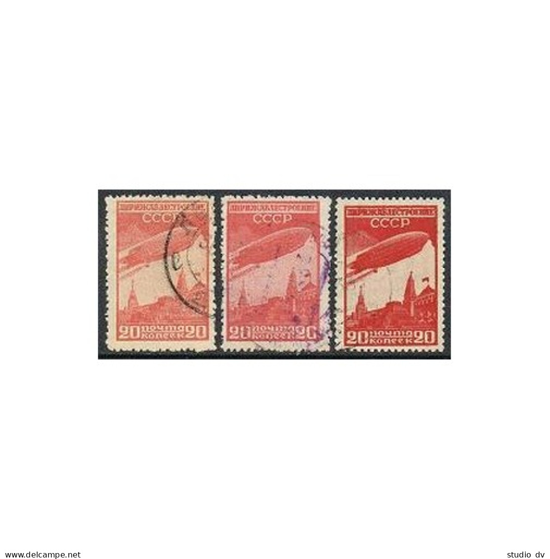 Russia C22 K12.5x12 3 Colors, CTO. Mi 399D. Airships Over Lenin Mausoleum, 1930. - Used Stamps