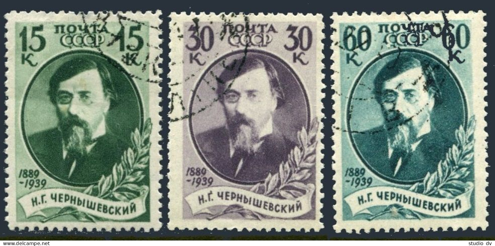 Russia 760-762, CTO. Michel 729-731. Nikolai Chernyshevski, Writer, 1939. - Oblitérés