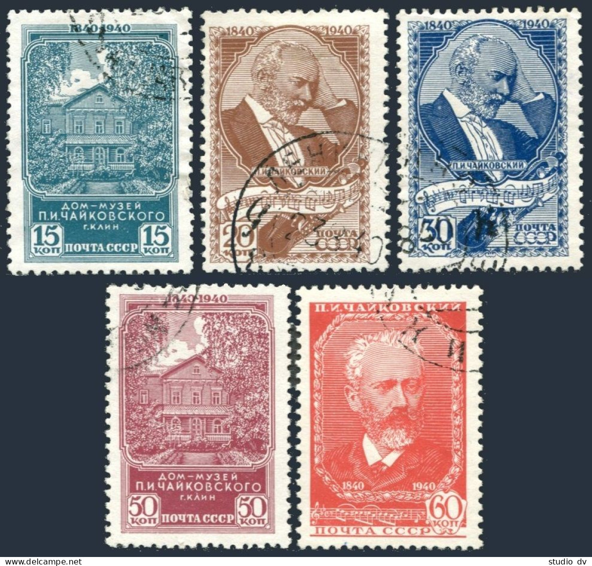 Russia 789-793, CTO. Michel 758-762. Petr Ilich Tchaikovsky, Composer, 1940. - Used Stamps