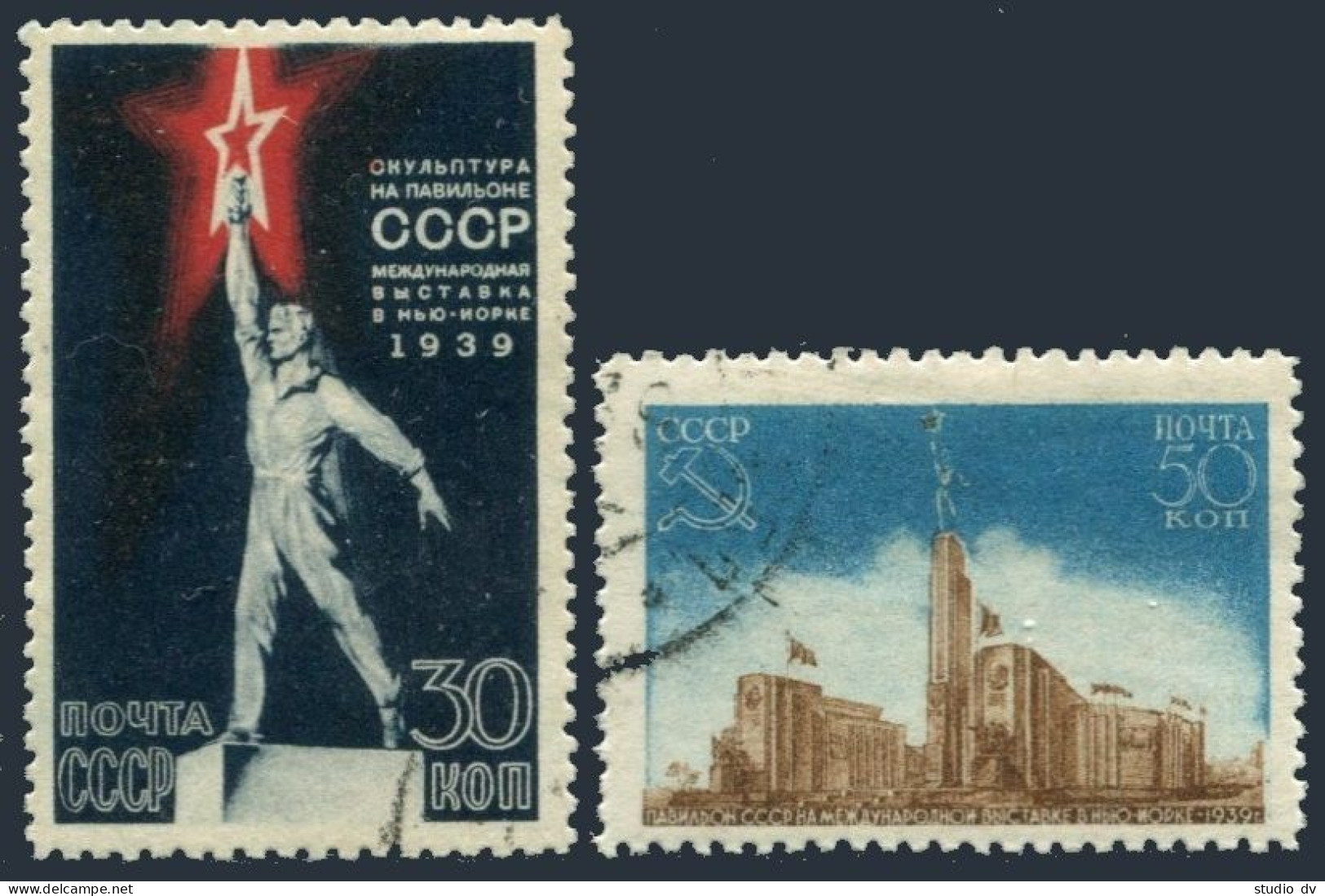 Russia 714-715,CTO.Michel 693-694. New York World's Fair-1939. - Usati