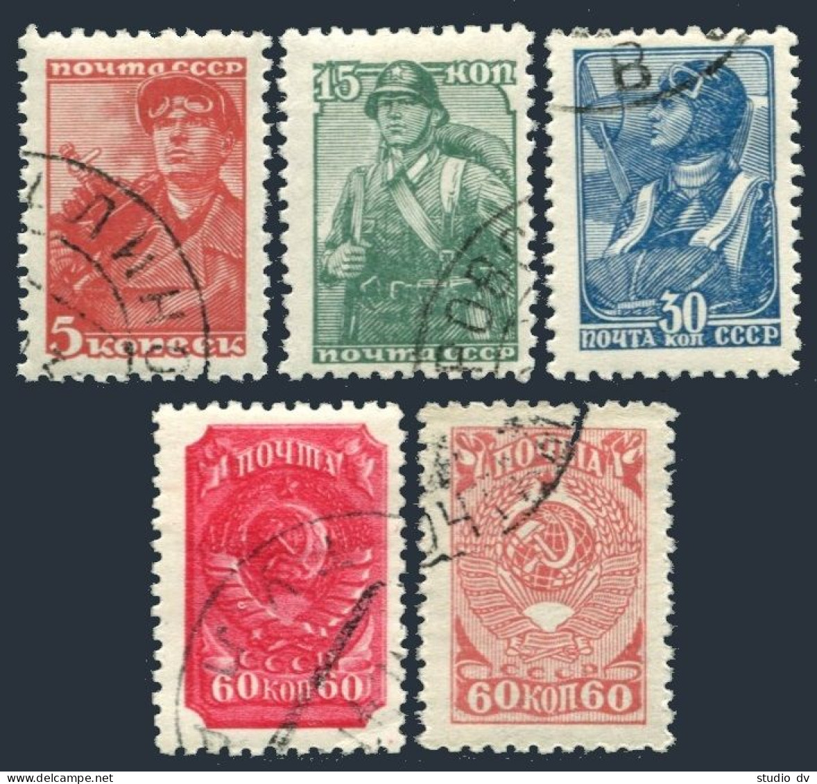 Russia 734-738,CTO.Michel 676-IA,679-IA,682-IA,684-IVA,855, Definitive 1939-1943 - Oblitérés