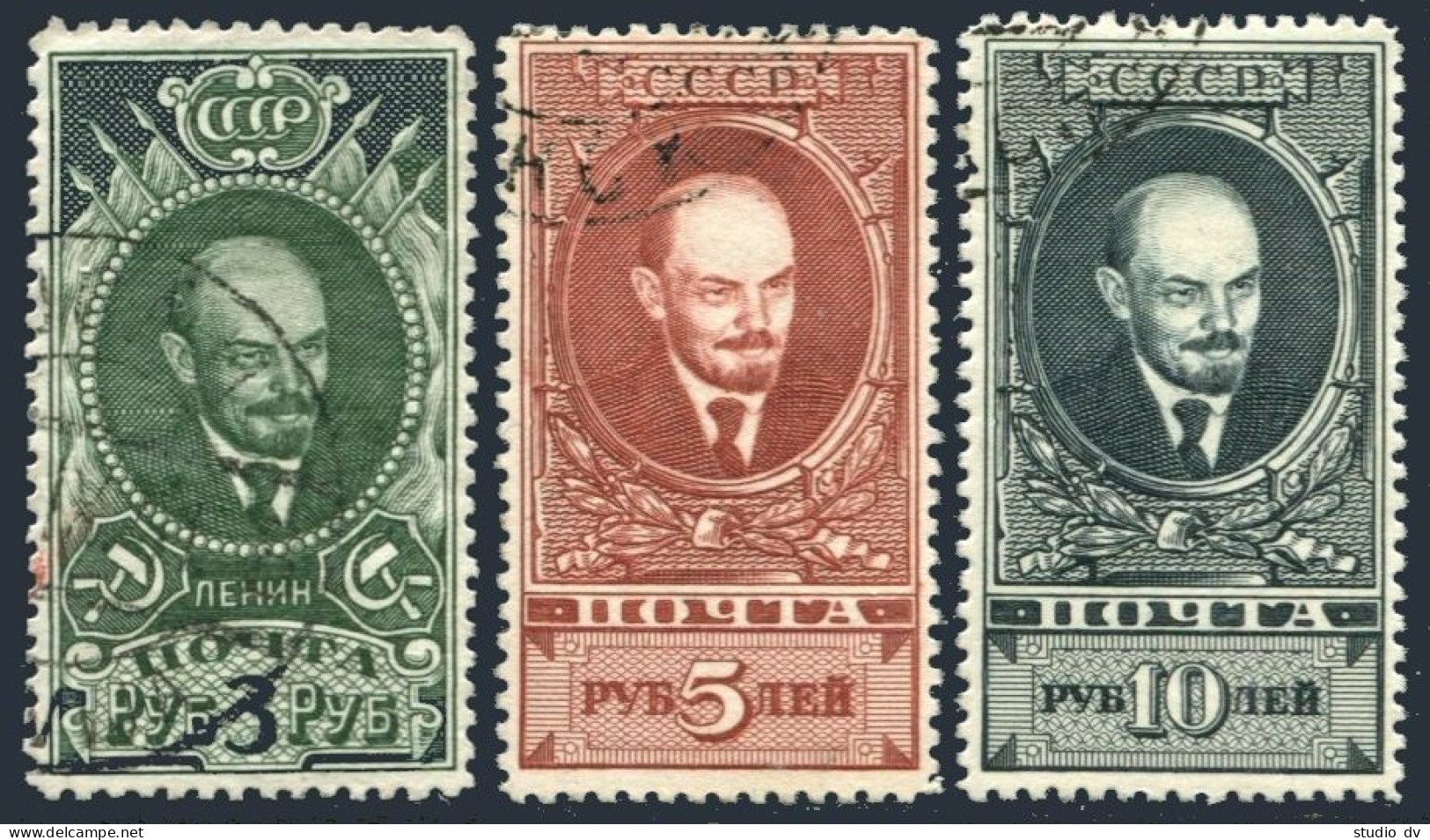 Russia 620-622 Without Wmk, CTO. Mi` 687-689. Definitive 1939. Vladimir Lenin. - Used Stamps