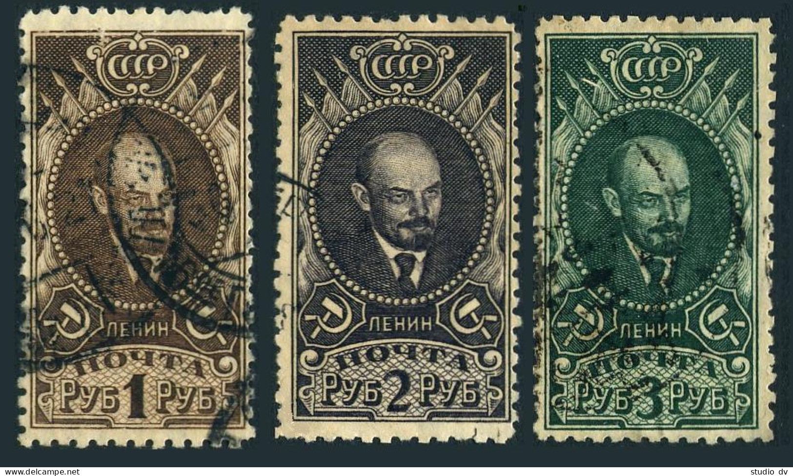 Russia 342-344 L10 1/2,used.Michel 308A-310A. Vladimir Lenin,definitive,1926. - Gebruikt