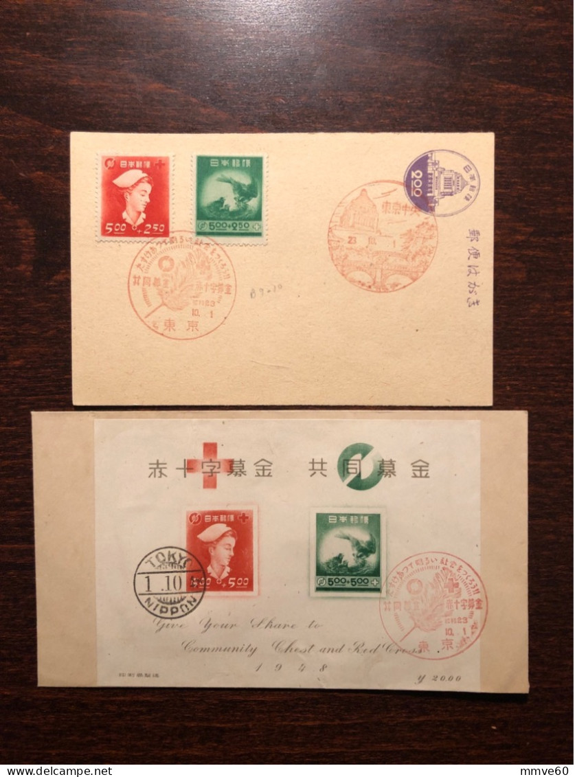 JAPAN FDC COVER 1948 YEAR RED CROSS HEALTH MEDICINE STAMPS - FDC