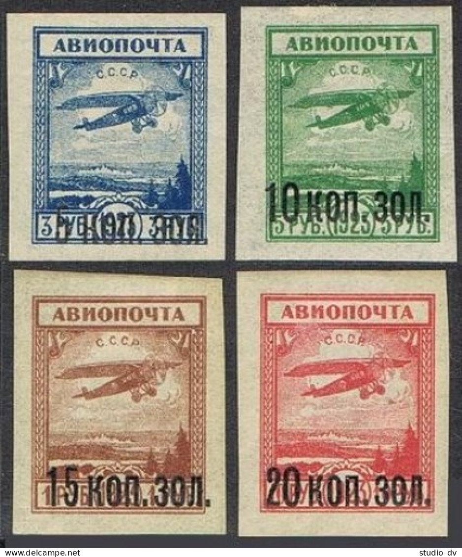 Russia C6-C9, Lightly Hinged. Michel 267-270. Fokker F-111, New Value 1924. - Unused Stamps