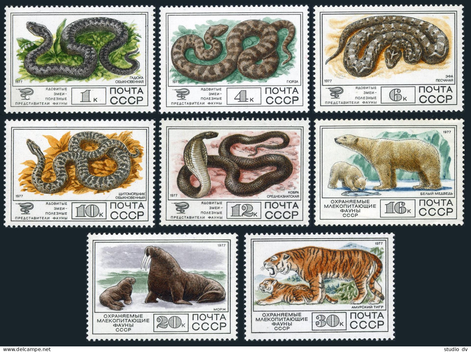 Russia 4626-4633, MNH. Mi 4678-4685. Protected Fauna: Snakes, Polar Bear,Walrus, - Nuovi