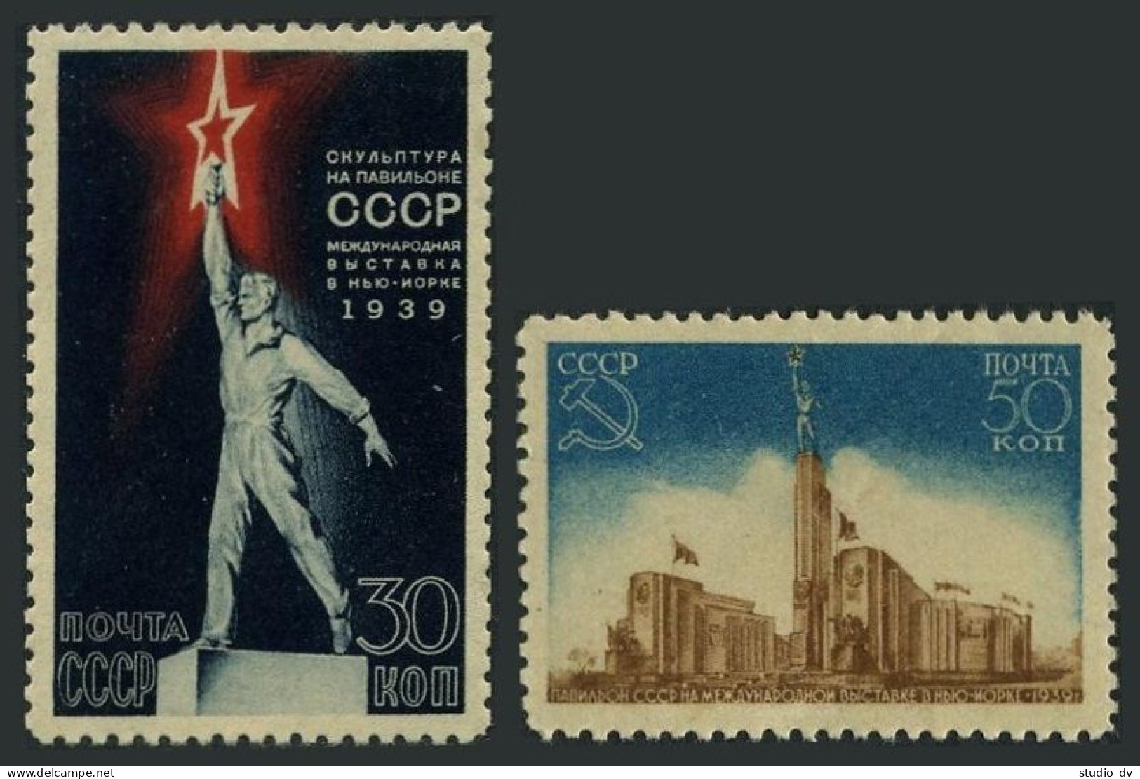 Russia 714-715, Hinged. Michel 693-694. New York World's Fair-1939. - Ongebruikt