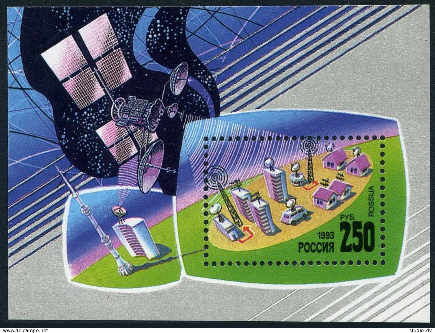 Russia 6138-6142,6143,MNH.Michel 301-305,306 Bl.4.Communications Satellites.1993 - Ungebraucht