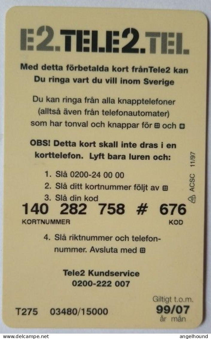 Sweden Tele2 Prepaid - Baklykta Vit Cadillac - Sweden