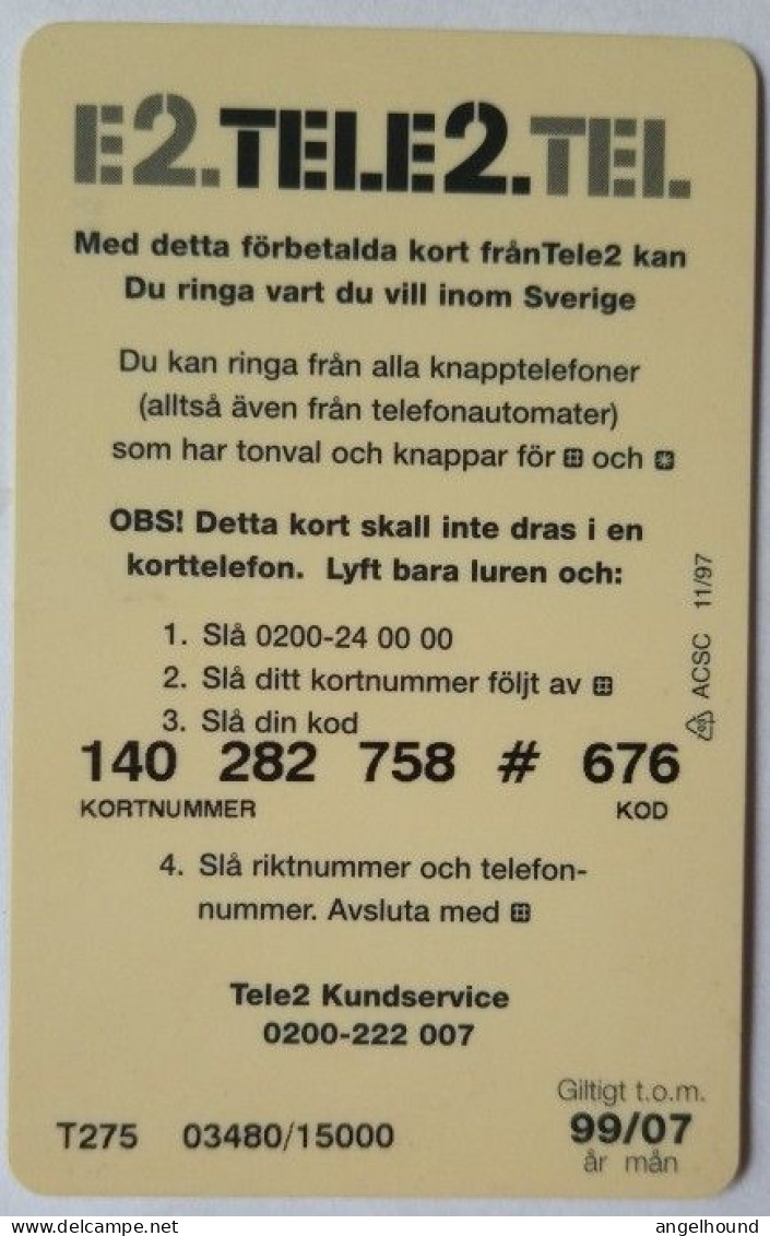 Sweden Tele2 Prepaid - Baklykta Vit Cadillac - Suecia