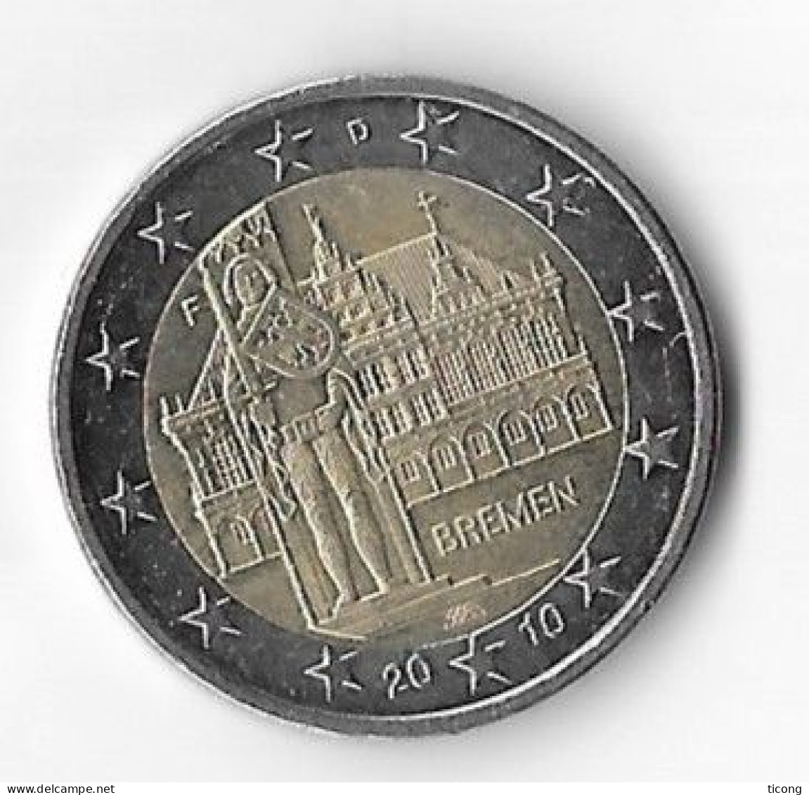 BREMEN BREME ALLEMAGNE - PIECE DE 2 EUROS LETTRE D  DE 2010 EN TB ETAT , VOIR LES SCANNERS - Germania