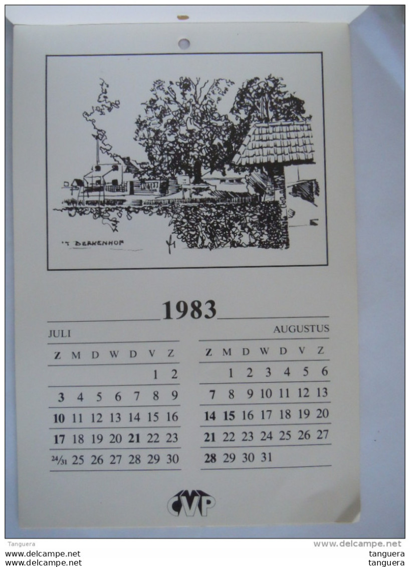 Kalender 1983 Pentekeningen Van Mechelen Brusselse Poort Watertoren Leuvense Vaart E.a. Initiaal FR Uitgegeven CVP - Groot Formaat: 1981-90