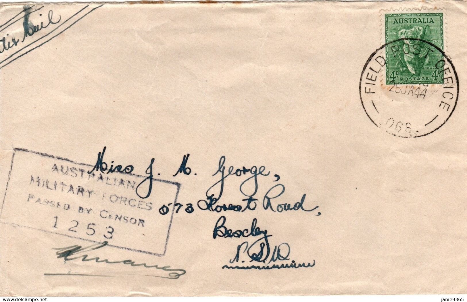 Australia 1944 Military Mail Post Office Field 068,used Kairi Qld - Briefe U. Dokumente