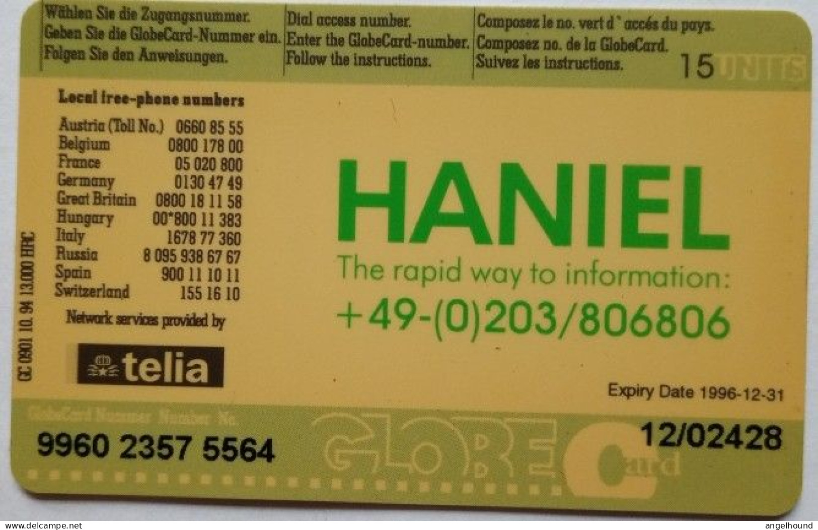 Sweden 15 Units Prepaid - Haniel ( V-S-T ) - Zweden