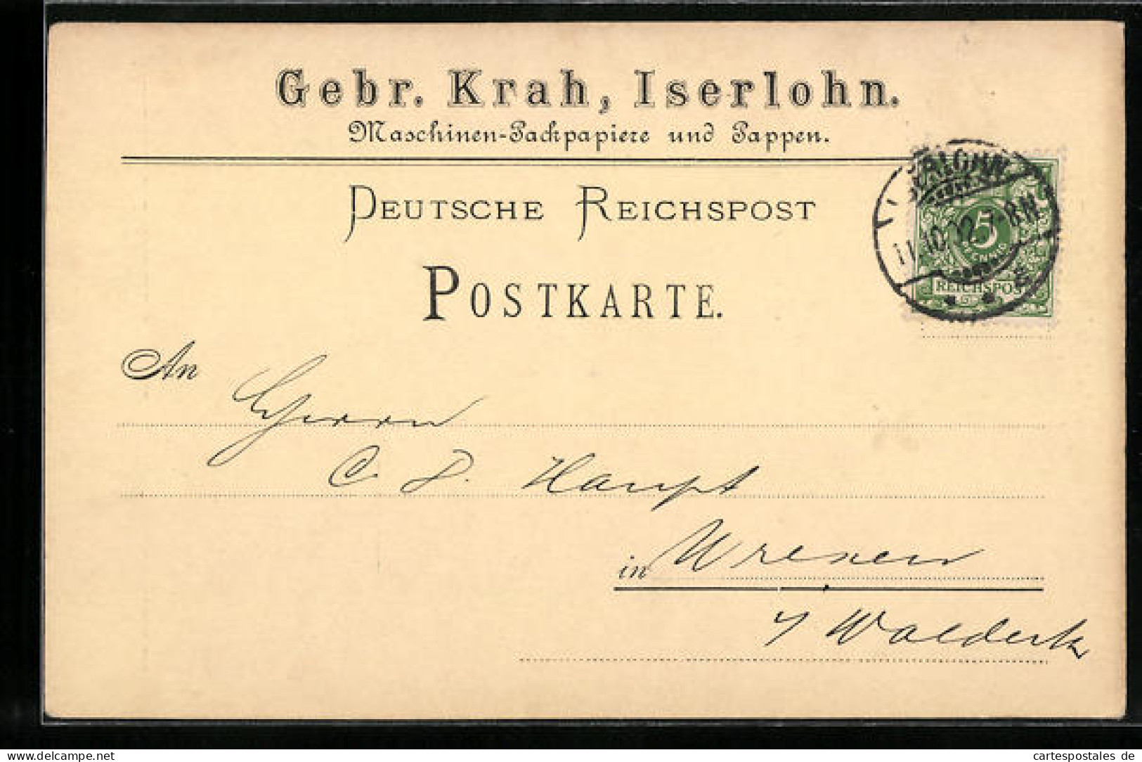 AK Iserlohn, Telegrammkarte Der Gebrüder Krah, Papierfabrik  - Iserlohn