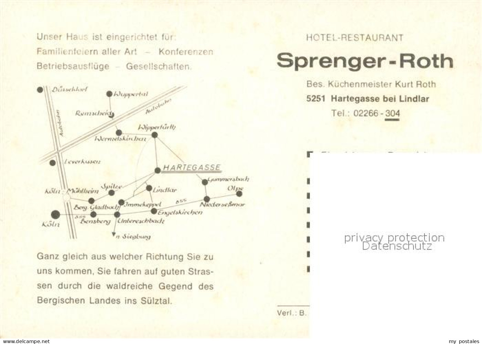 73615220 Hartegasse Hotel Restaurant Sprenger Roth Hartegasse - Lindlar