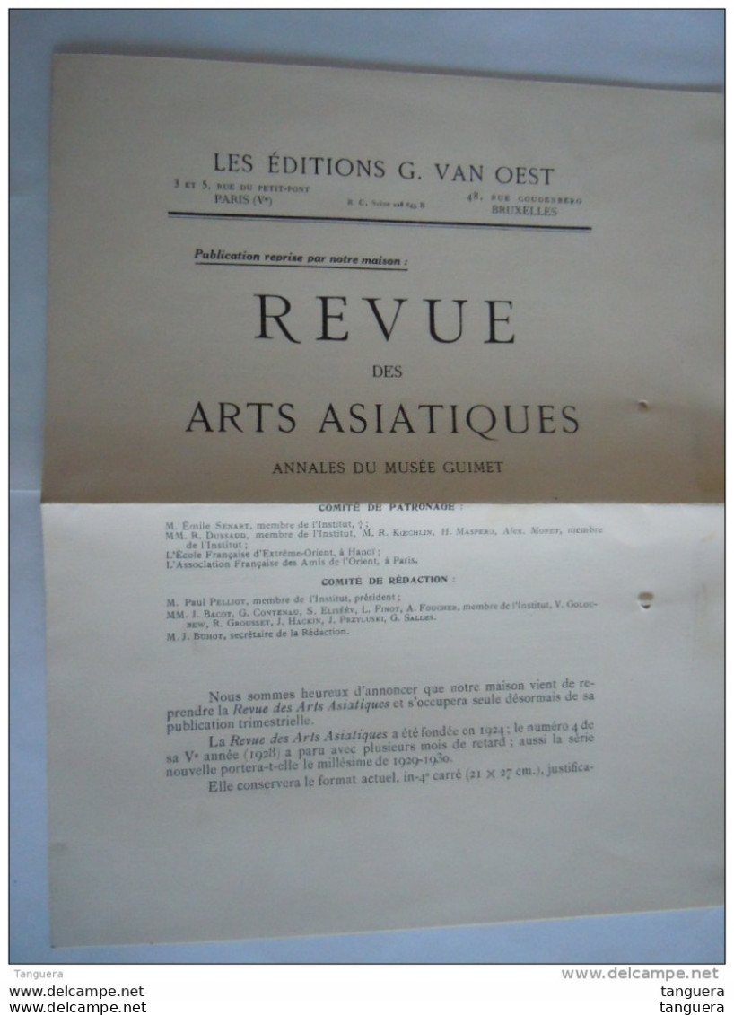 Bruxelles Les éditions G.Van Oest Pub Nouvelle Publication REVUE Des ARTS ASIATIQUES - Pubblicitari
