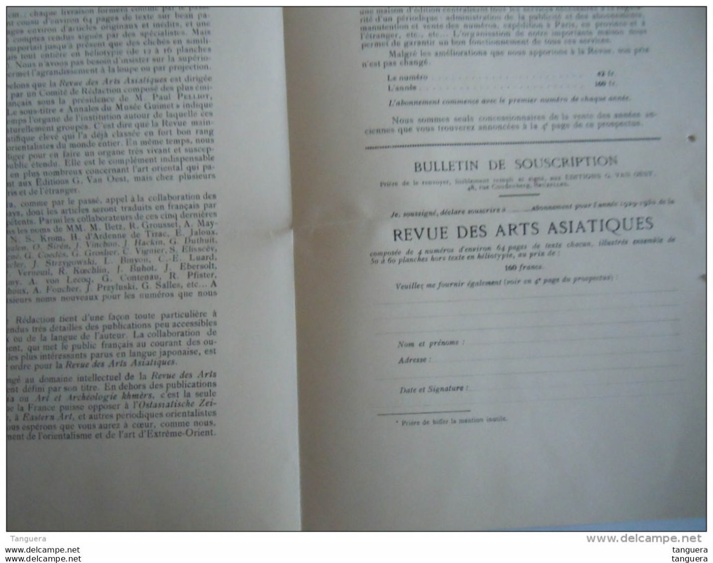 Bruxelles Les éditions G.Van Oest Pub Nouvelle Publication REVUE Des ARTS ASIATIQUES - Pubblicitari