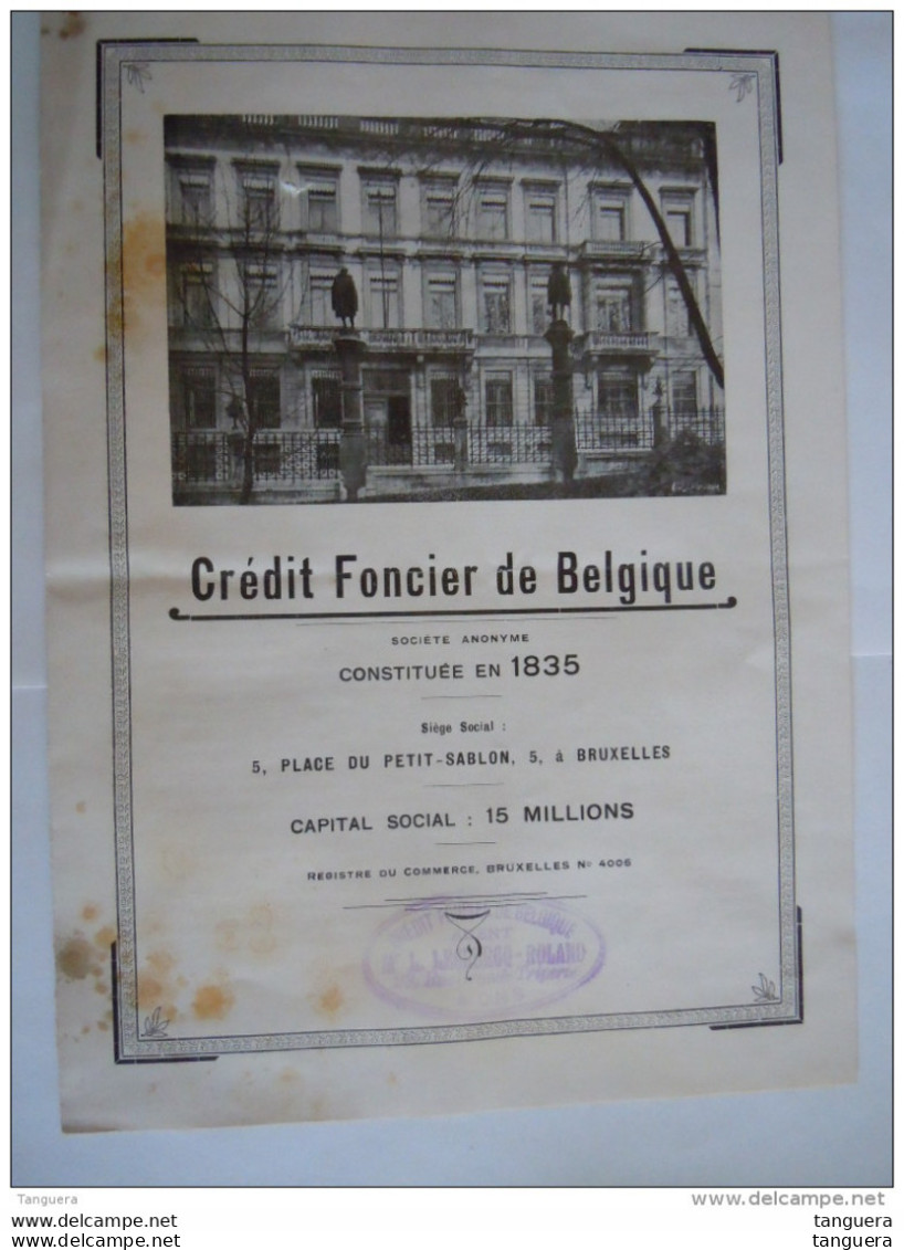 1929 Crédit Foncier De Belgique Notice Relative à L'émission Des Obligations &amp; Prêts Hypothécaires - Bank & Insurance