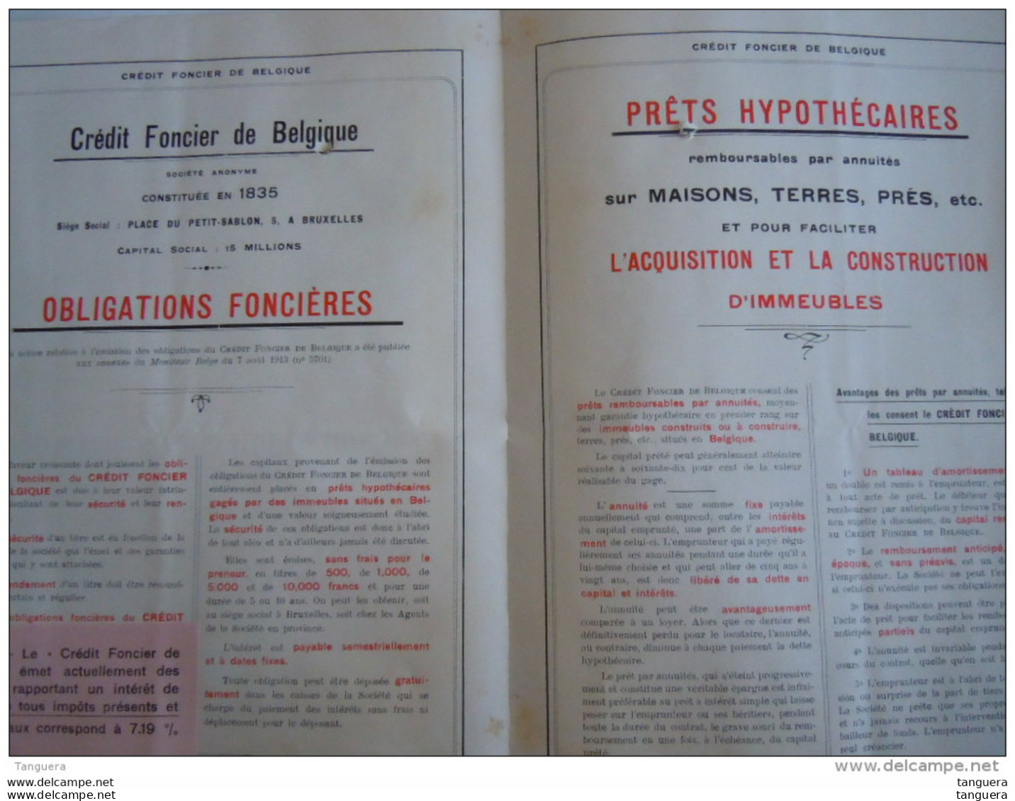 1929 Crédit Foncier De Belgique Notice Relative à L'émission Des Obligations &amp; Prêts Hypothécaires - Bank & Insurance