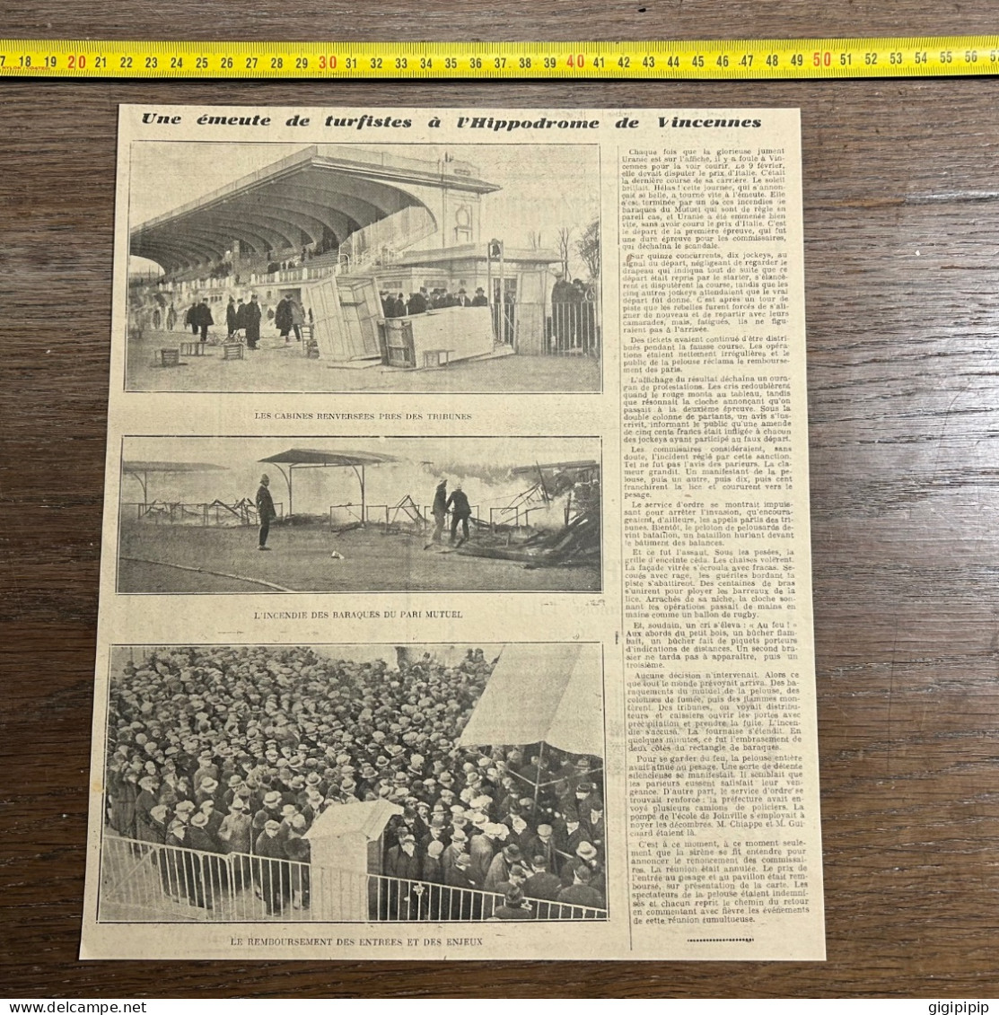 1930 GHI7 émeute De Turfistes à L'Hippodrome De Vincennes L'INCENDIE DES BARAQUES DU PARI MUTUEL - Collections