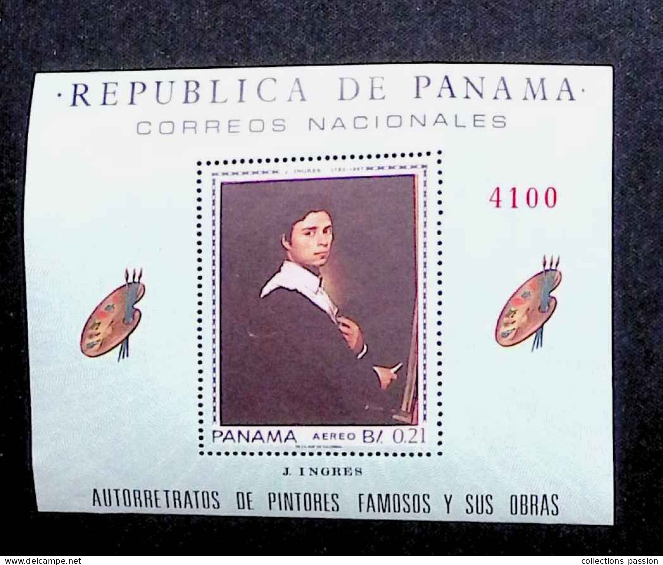 CL, Bloc, Block, Panama, J. Ingres, Autorretratos De Pintores Famosos Y Sus Obras, 2 Scans - Panamá