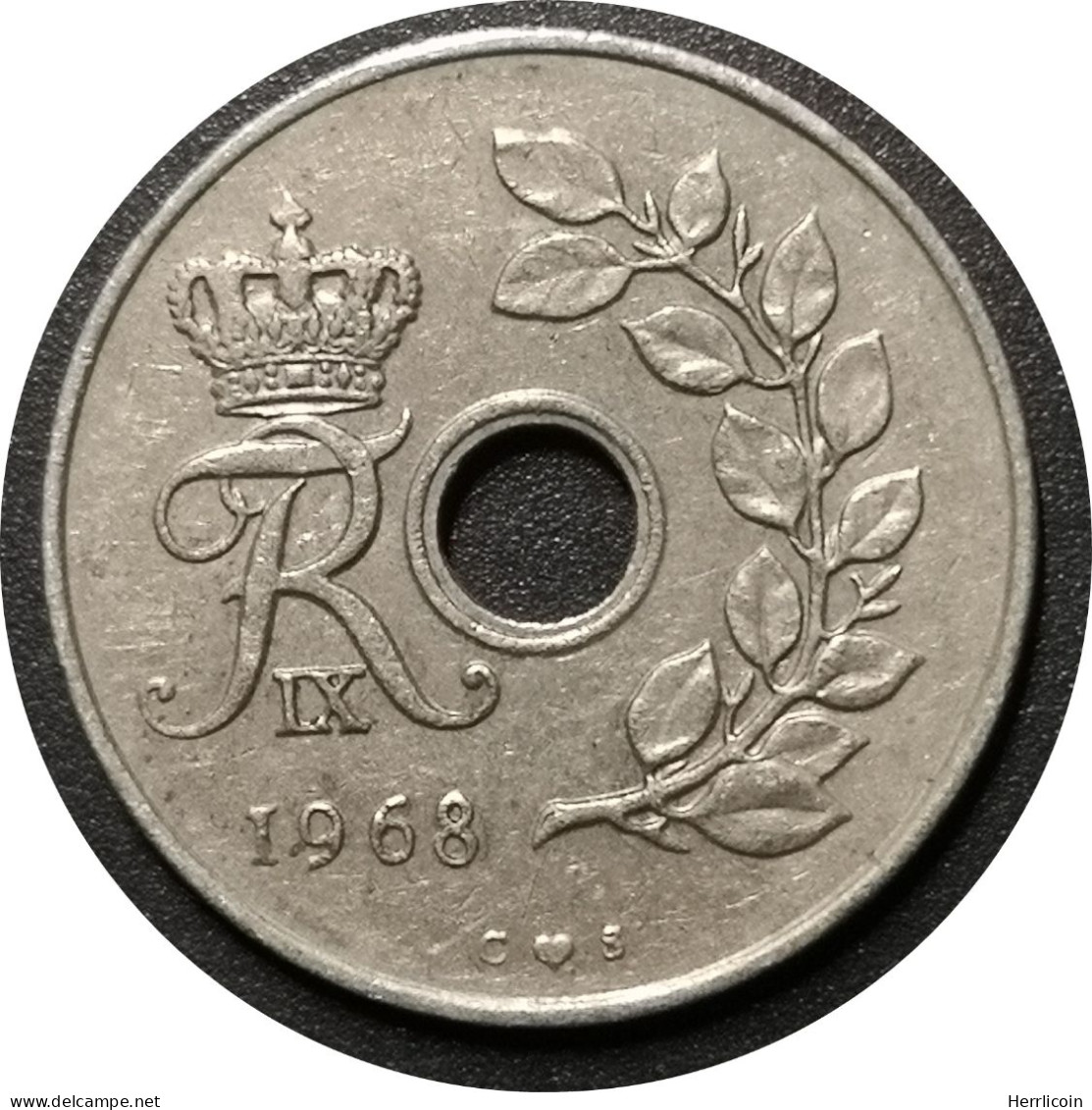 Monnaie 1968 - Danemark - 25 øre - Frederik IX type Avec Trou - Danemark