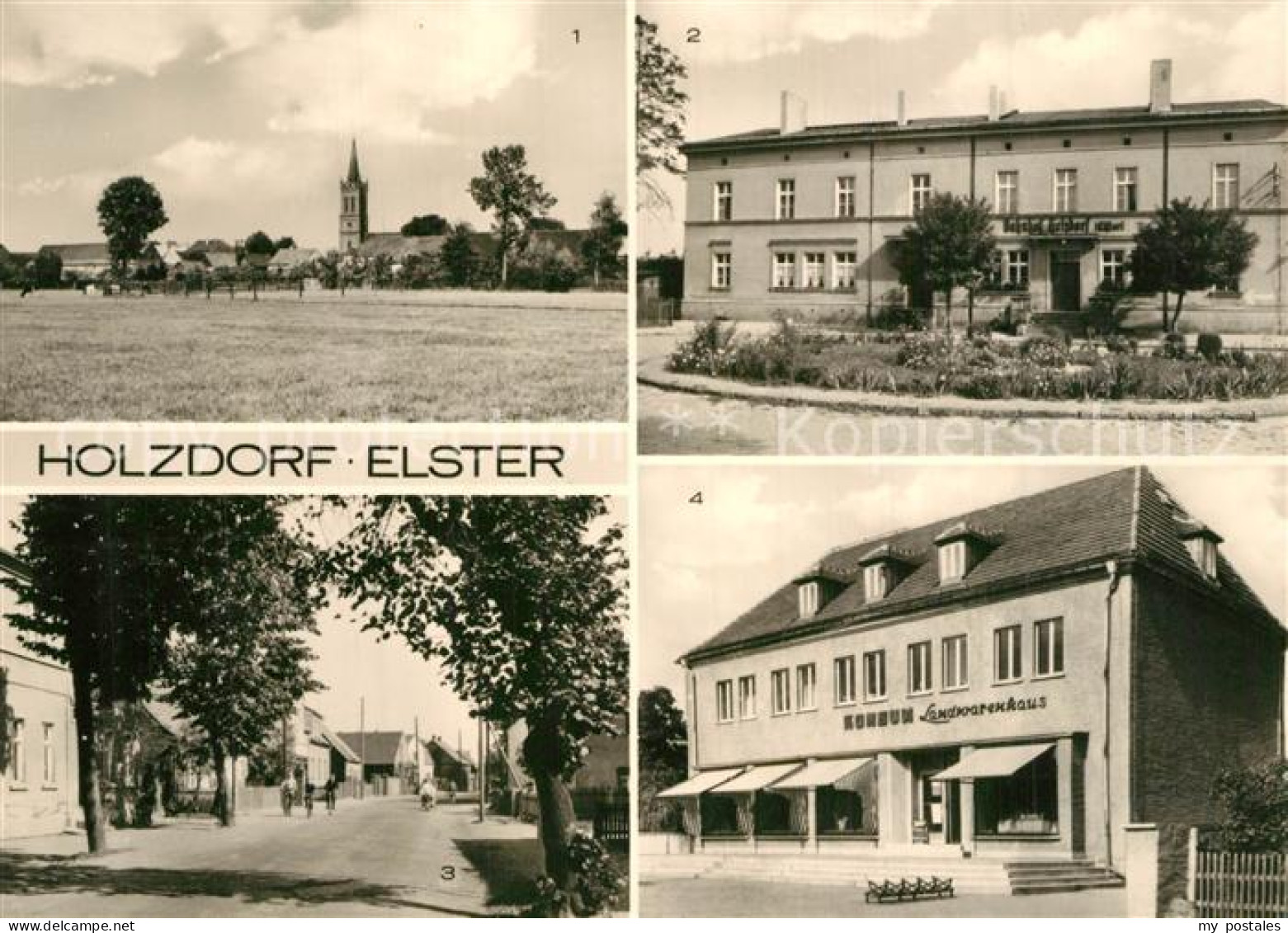 73613880 Holzdorf Elster Ansicht Mit Kirche Bahnhof Dorfstrasse Konsum Landwaren - Jessen