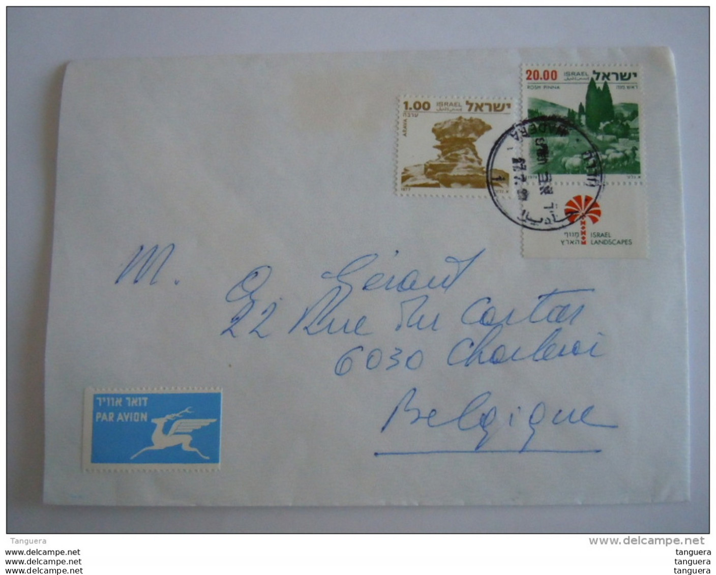 Israel Cover Lettre 1978 -&gt; Belgique Paysages Arava Rosh Pinna Yv 658 707 - Covers & Documents