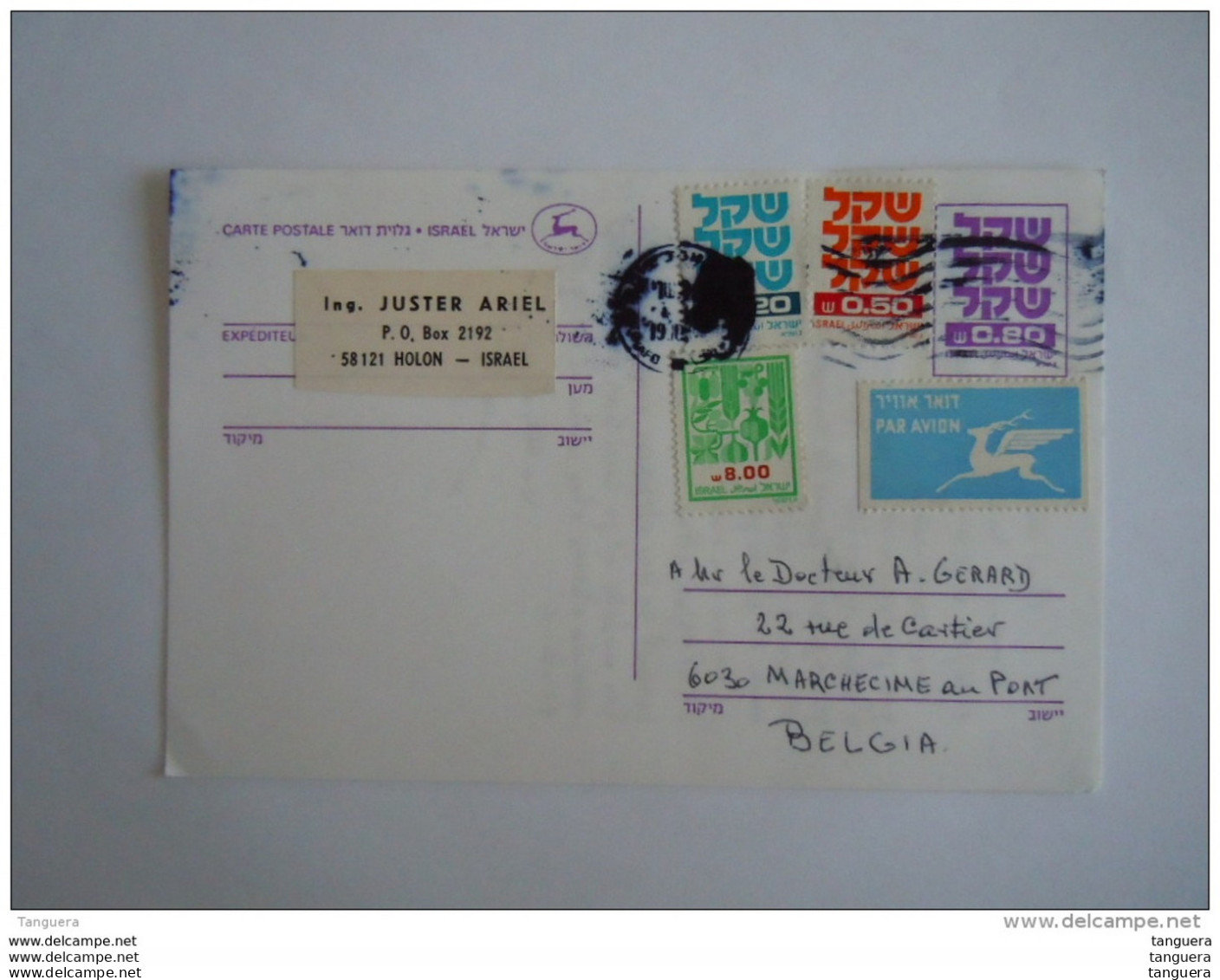 Israel Stationery Entier 1983 -&gt; Belgique Série Courante Shequel &amp; Les Sept Espèces Yv 773 775 887 - Briefe U. Dokumente