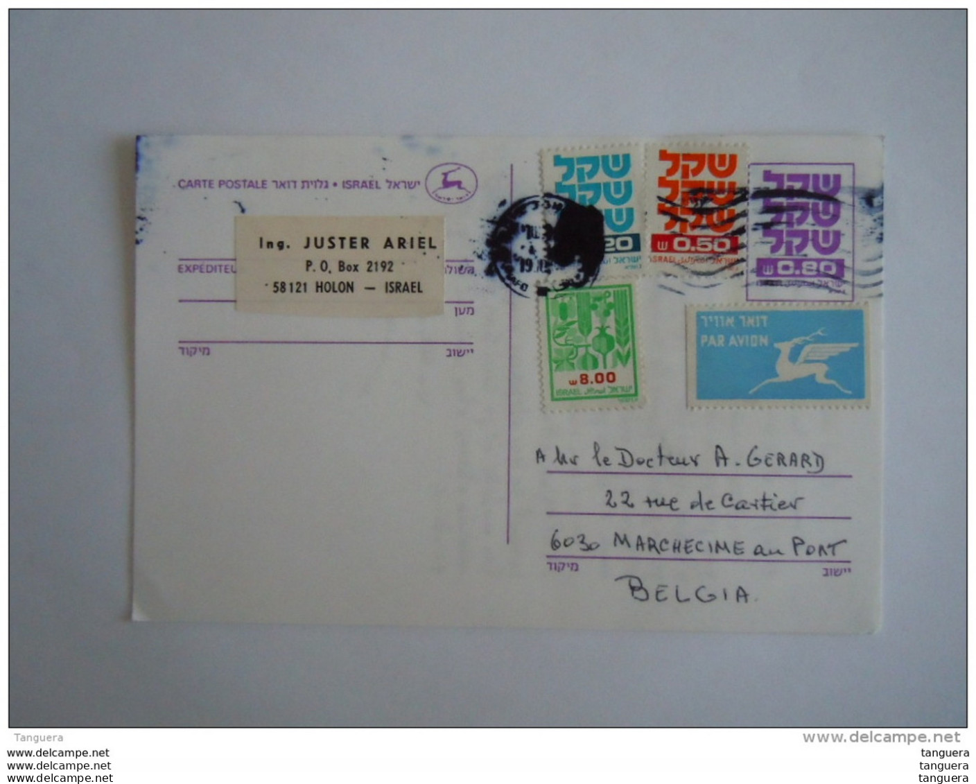 Israel Stationery Entier 1983 -&gt; Belgique Série Courante Shequel &amp; Les Sept Espèces Yv 773 775 887 - Brieven En Documenten