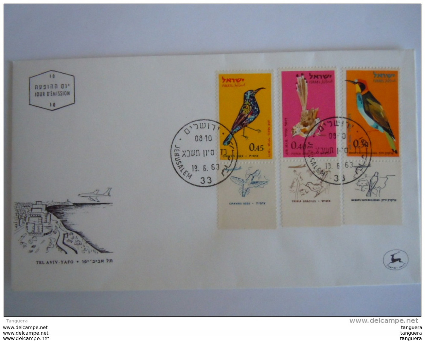 Israel 1963 FDC Oiseaux Birds Yv PA 31 32 33 - FDC