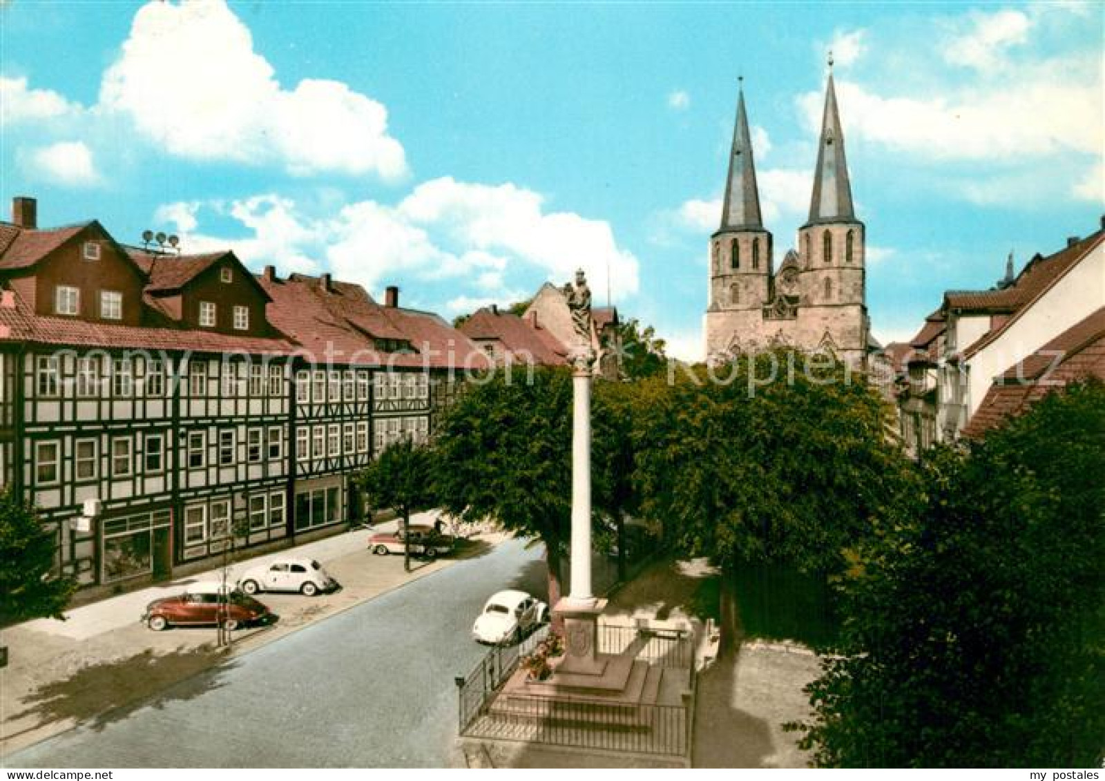 73609175 Duderstadt Marktstrasse Mit Mariensaeule Und Basilika St. Cyriakus Dude - Duderstadt