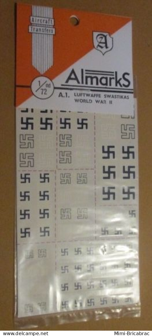 DEC24 : Planche Décals ALMARKS N°A1 1/72 Marques De Nationalité LUFTWAFFE SWASTIKAS WW2  (COMPLET NEUF) - Aerei