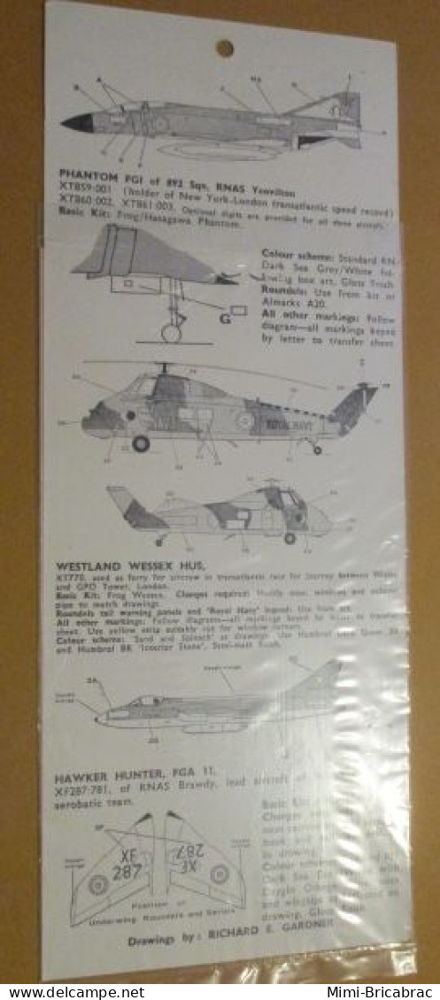 DEC24 : Planche Décals ALMARKS N°S1 1/72 Phantom FG1 + Wessex HU5 + Hawker Hunter (COMPLET NEUF) - Avions