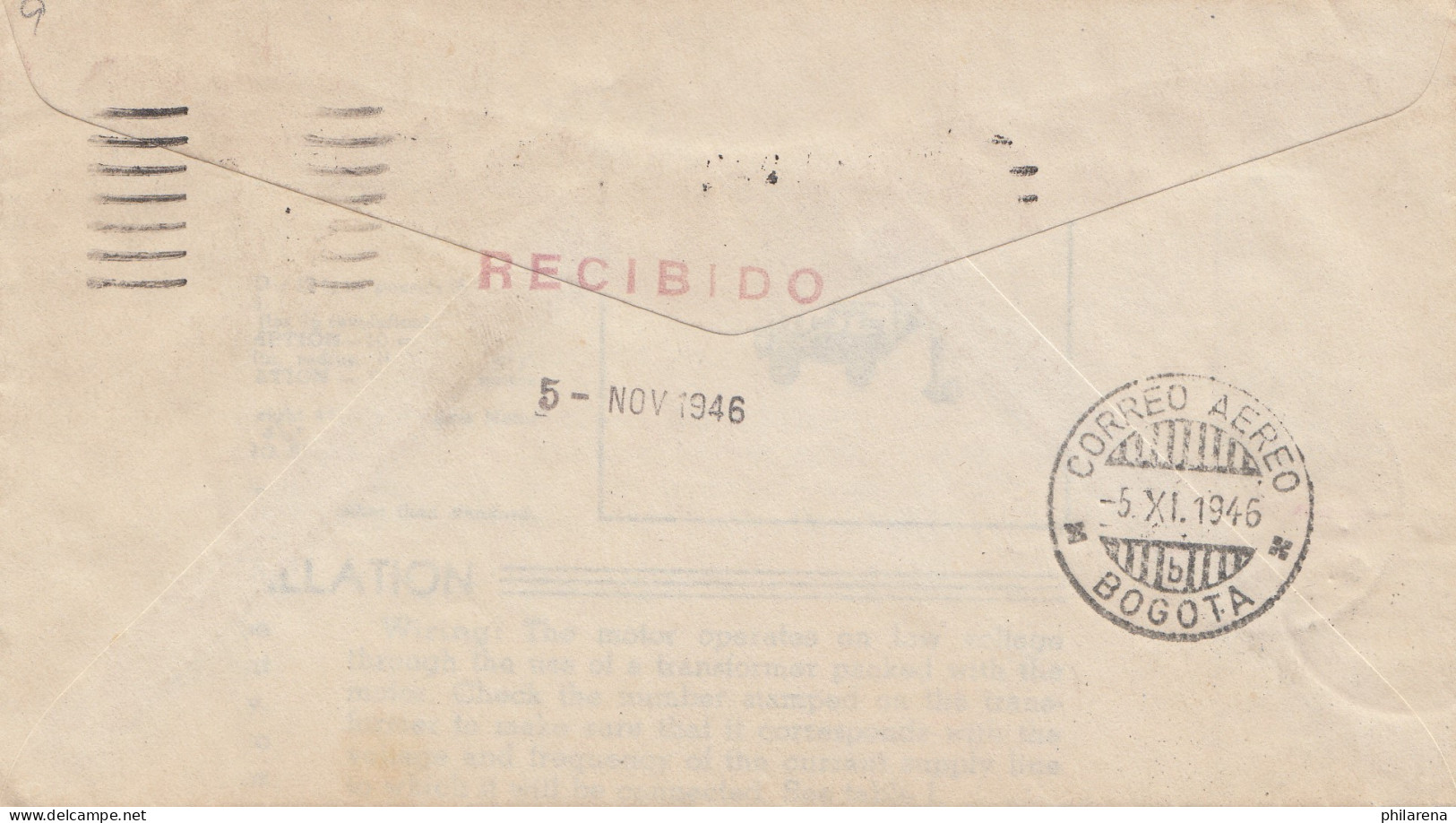 Colombia 1946: Letter Bogota To Syracuse, Back To Sender - Colombia