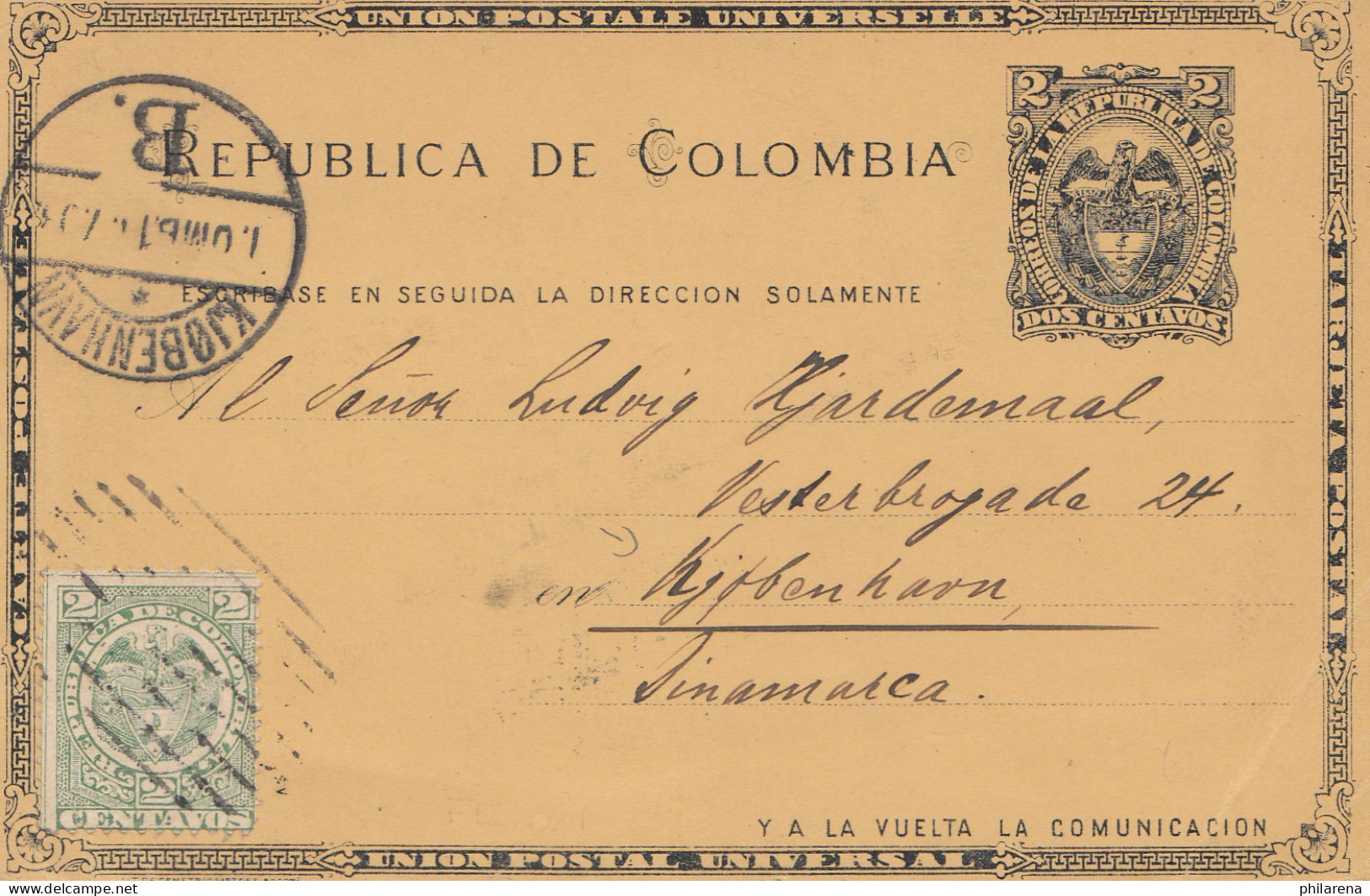 Colombia 1903: Post Card To Kopenhagen /Denmark - Colombia