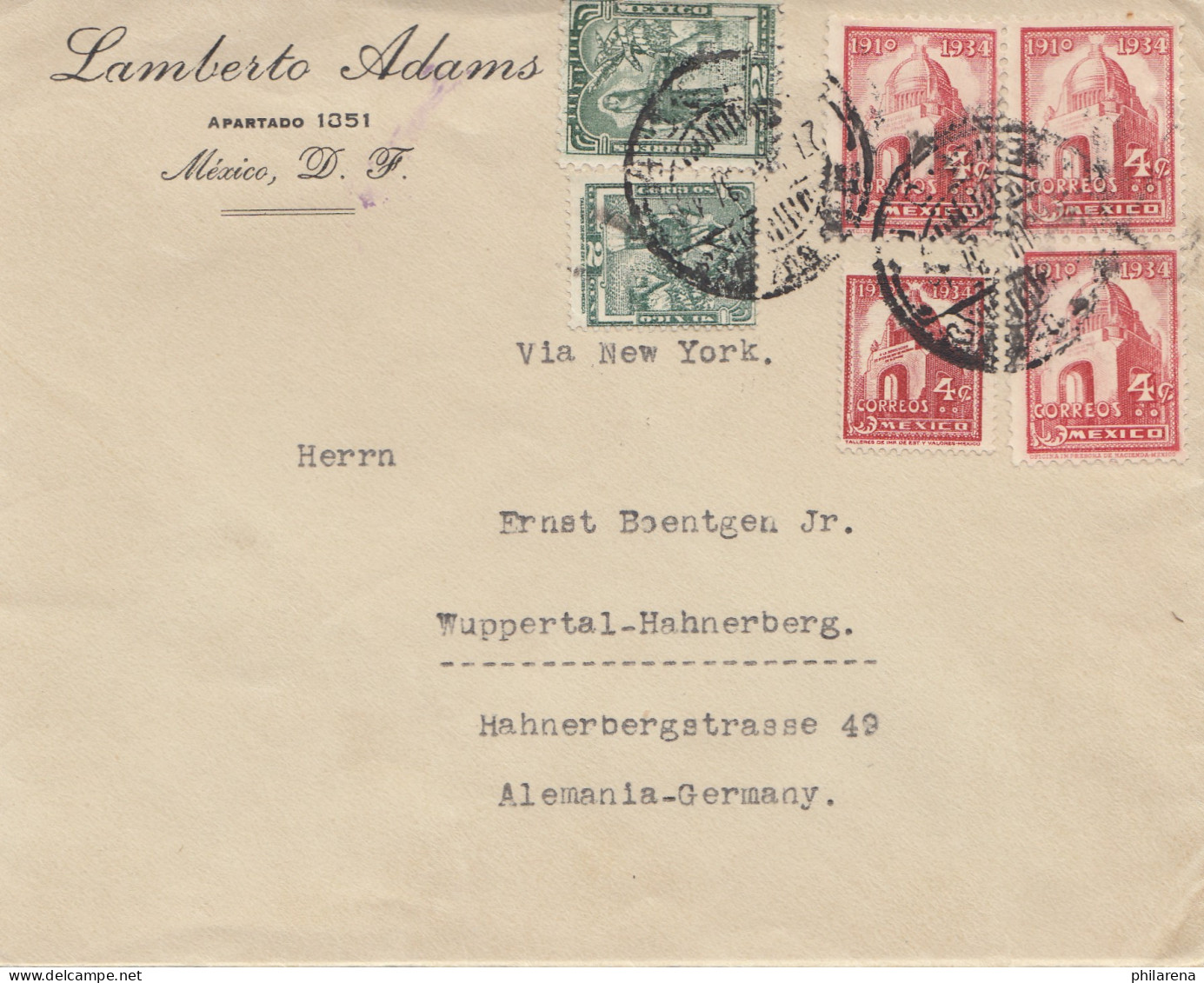Mexico Letter To Wuppertal-Hahnerberg - Mexique