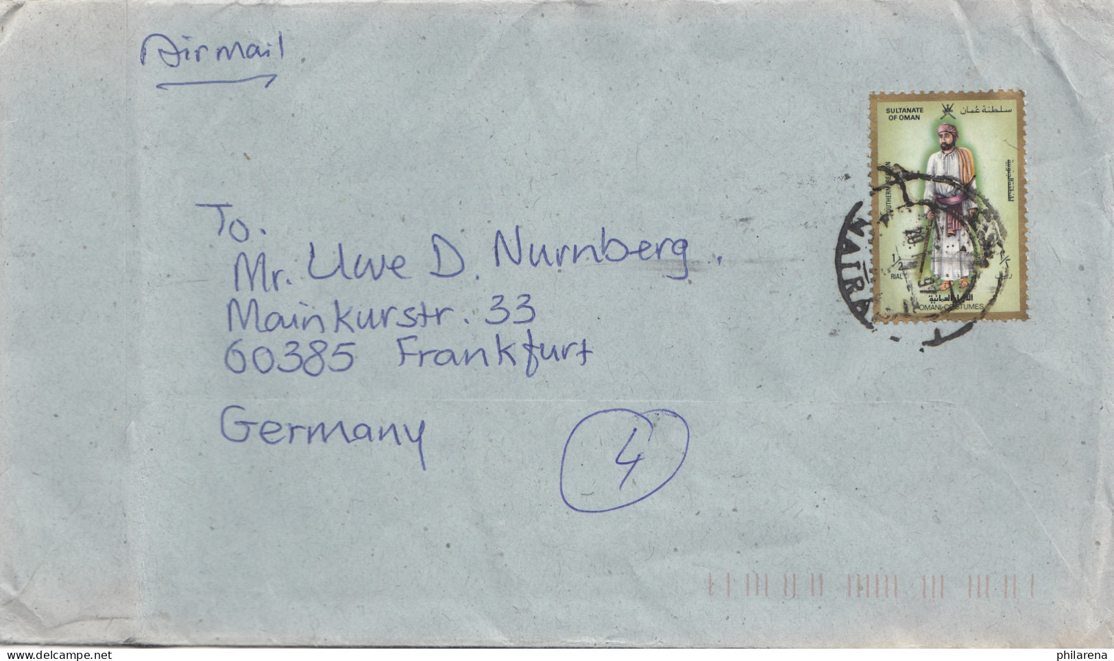 Oman: 1997 Air Mail To Frankfurt - Kuwait